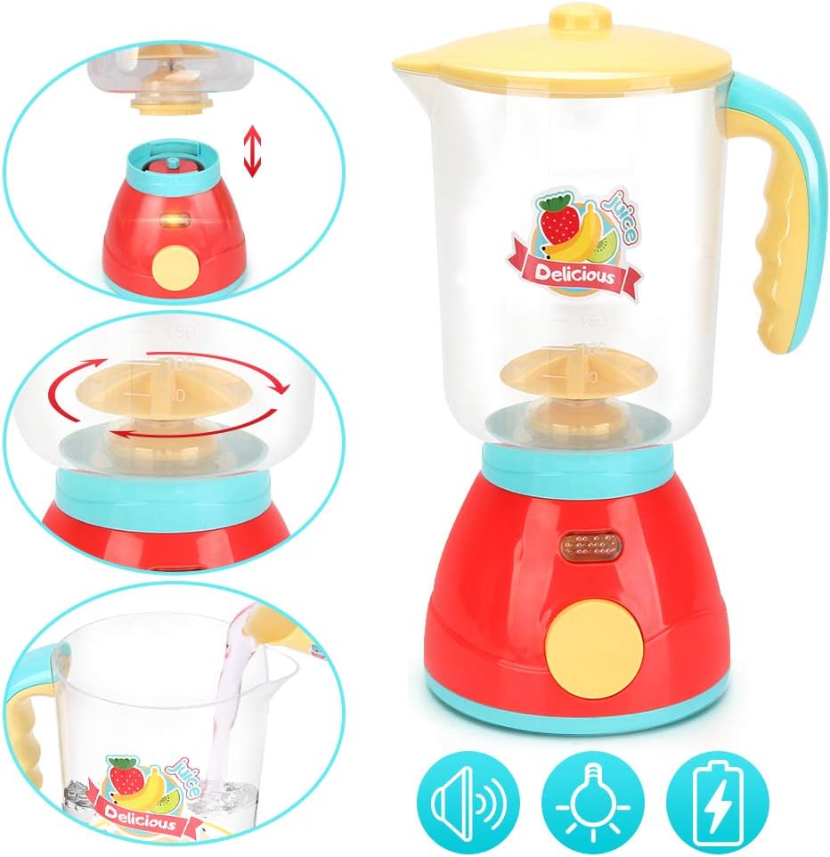 Kids Assorted Kitchen Appliance Toys, Pretend Kitchen Toy Set Includes Coffee Maker, Blender and Toaster, Cutting Play Food and Kitchen Utensils Accessories Q9317