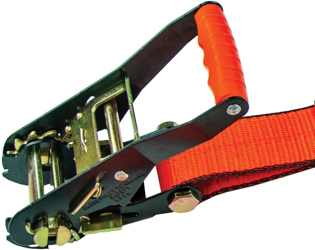 Ratchet Strap with Flat Hooks, 2 Inch x 30 Foot, 2 Pack, 3,300 Pound Safe Working Load D96584