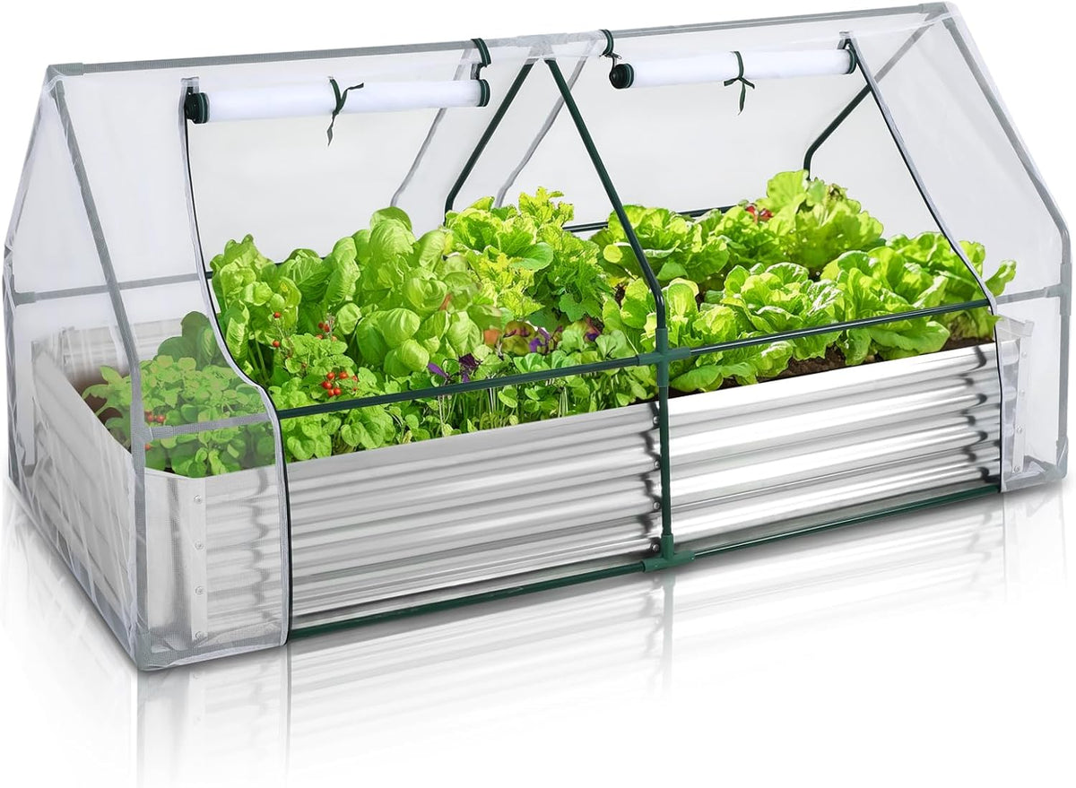 Galvanized Raised Garden Bed with Mesh Cover Greenhouse S396741