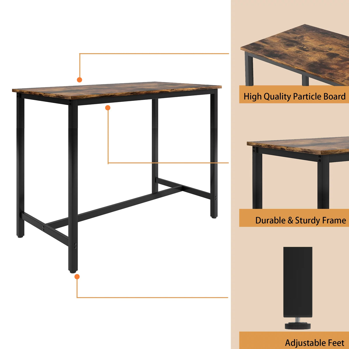 5 Piece Bar Height Dining Table Set with Upholstered Stools B229380