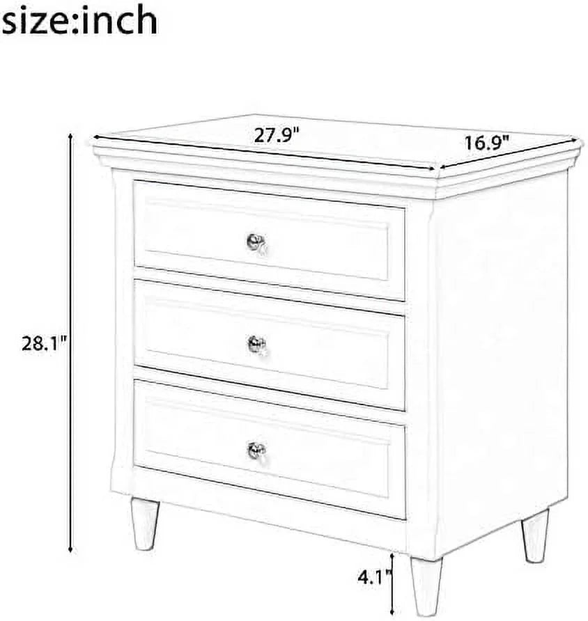 3 Drawer Nightstand Bedside Table with Hidden Space O733
