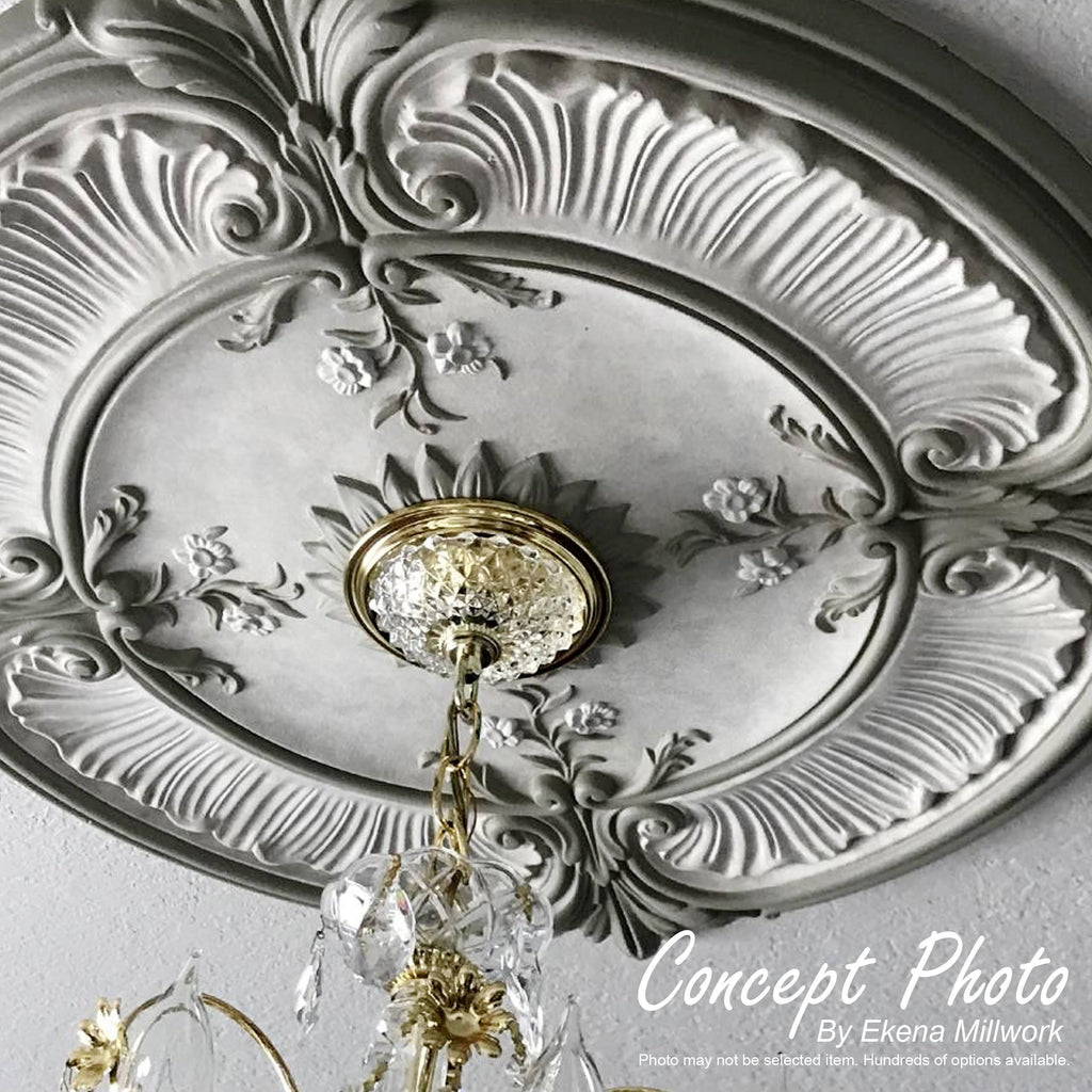 15 3/8x22OD x 4 1/4x22ID x 1 1/2x22P Hand-Painted Gold Ceiling Medallion U577