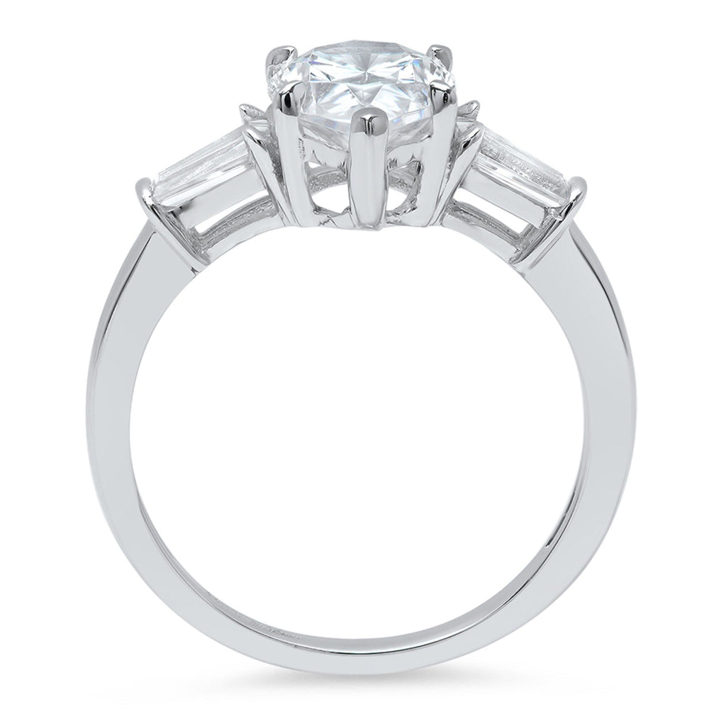 18K White Gold Three-Stone Diamond Engagement Ring K1106