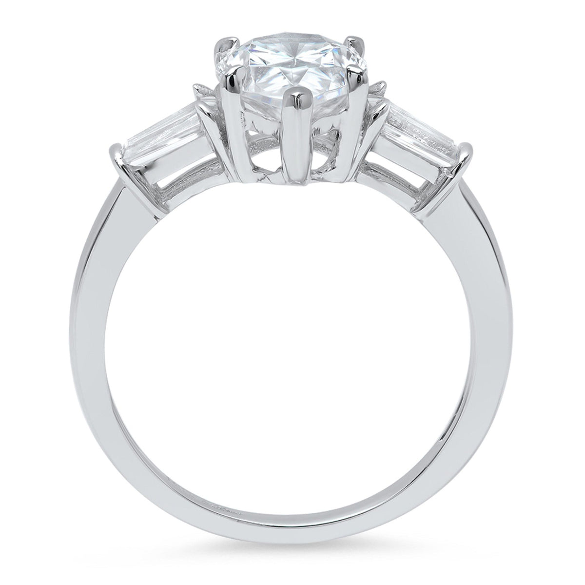 18K White Gold Three-Stone Diamond Engagement Ring K1106