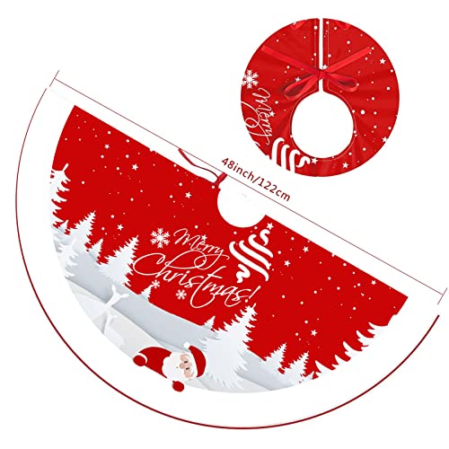 Red 48 inches Plush Christmas Tree Skirt Y21274