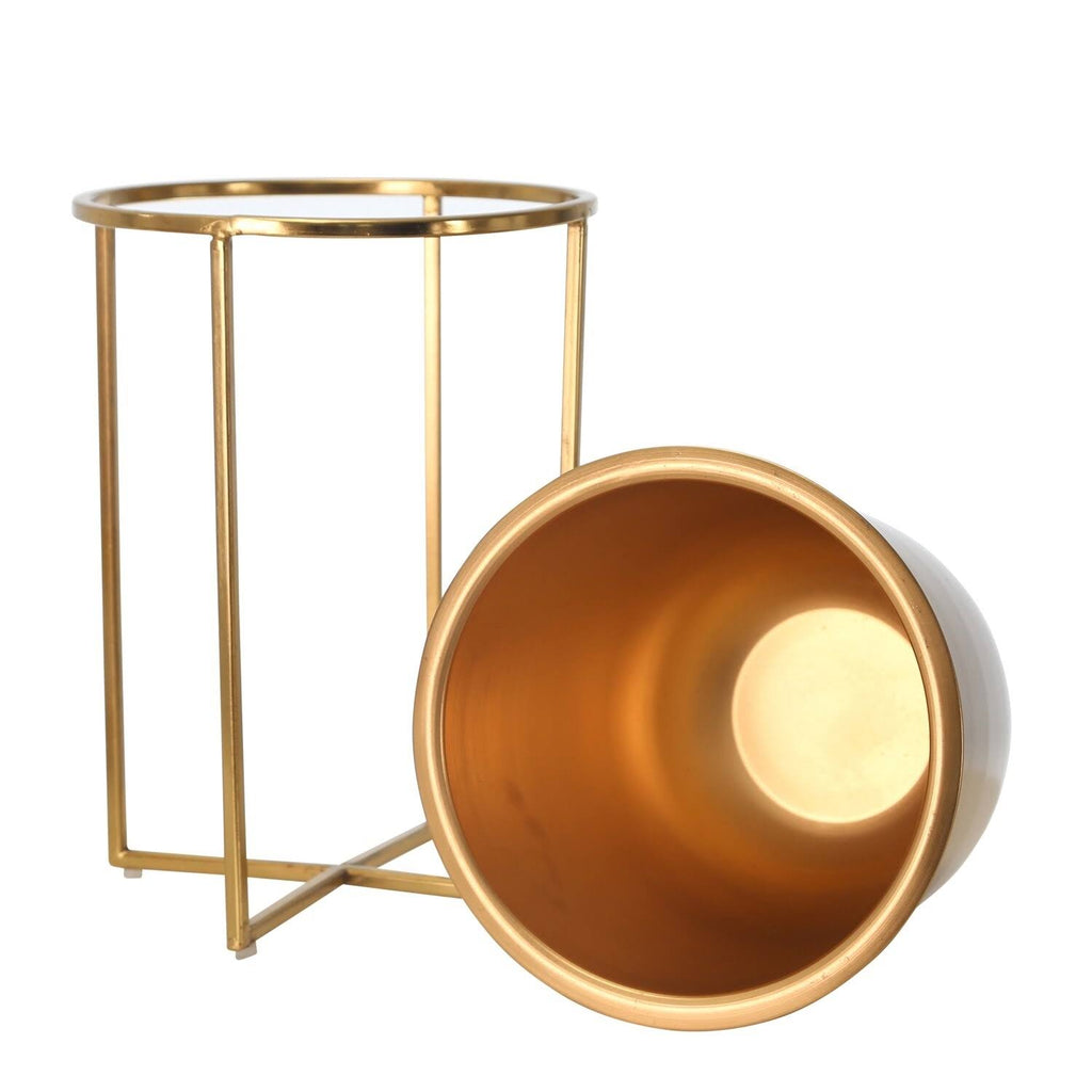 Gold Metal Frame Glass Planter Set of 2 R86535
