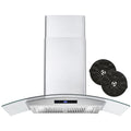 380 CFM Convertible Wall Mount Range Hood with Glass Canopy V54508