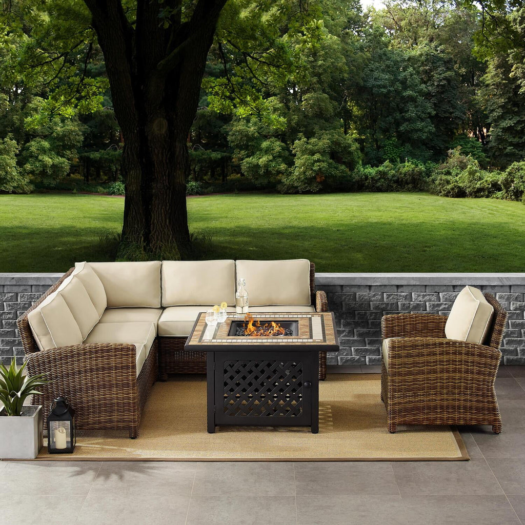 5Pc Outdoor Wicker Sectional Set Sangria/Weathered Brown K58024