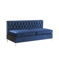 Blue Velvet & Silver Sofa with Two Toss Pillows A861363