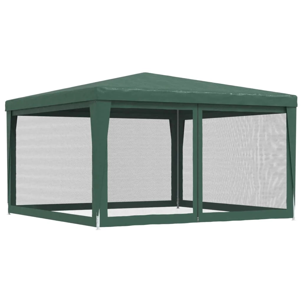 Green 13.1'x13.1' HDPE Party Tent with 4 Mesh Sidewalls E29566
