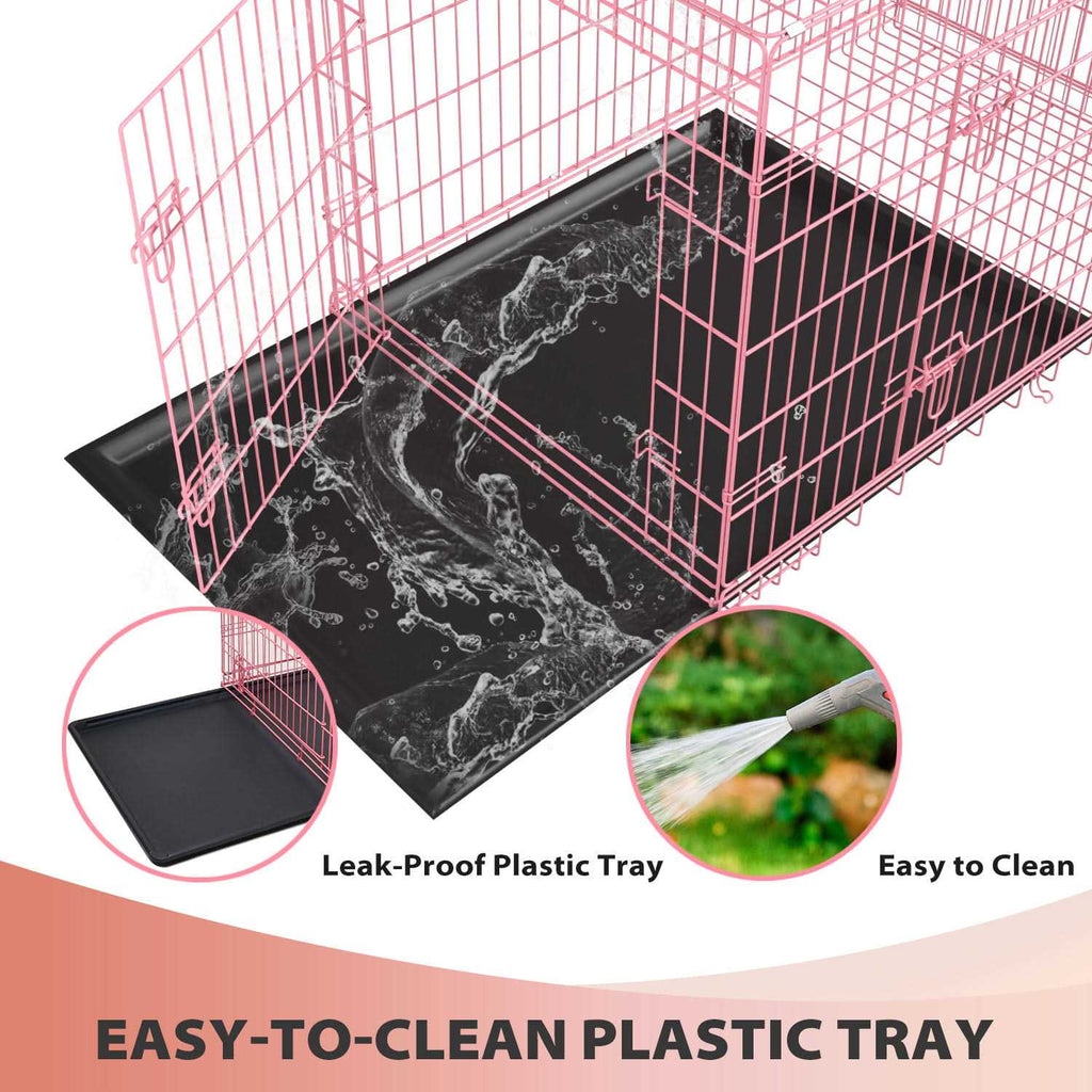 Large Foldable Double-Door Metal Wire Dog Crate L66842