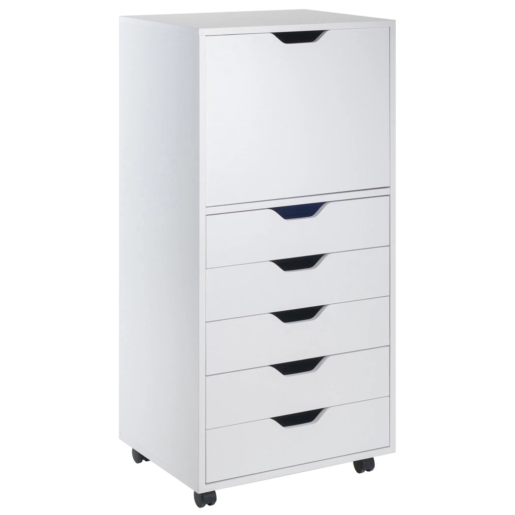 White 5 Drawer Rolling Wood Dresser X180323