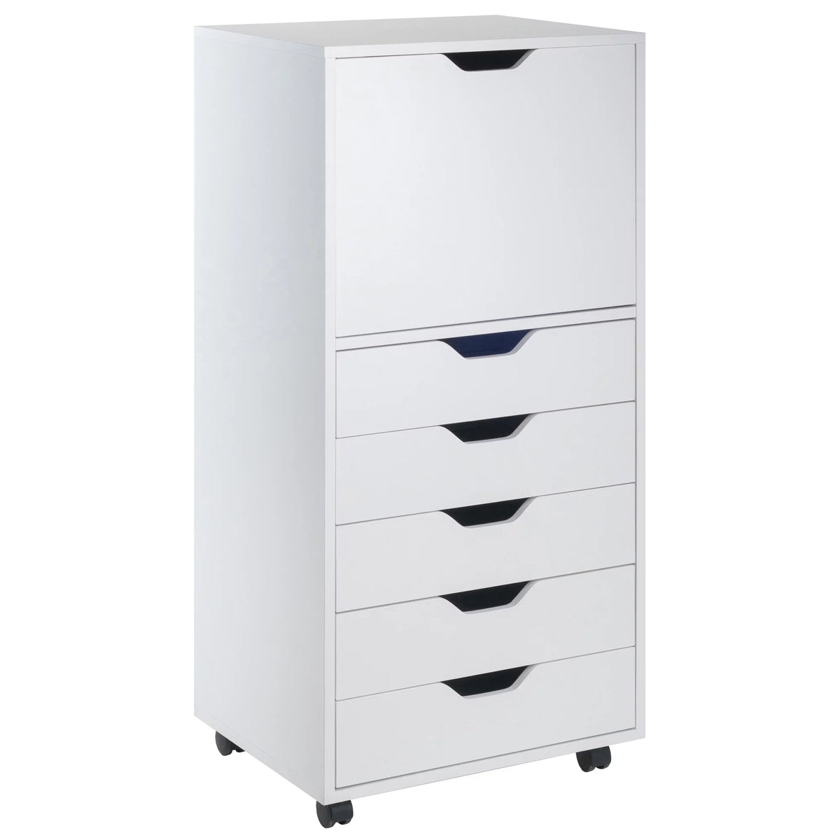 White 5 Drawer Rolling Wood Dresser X180323