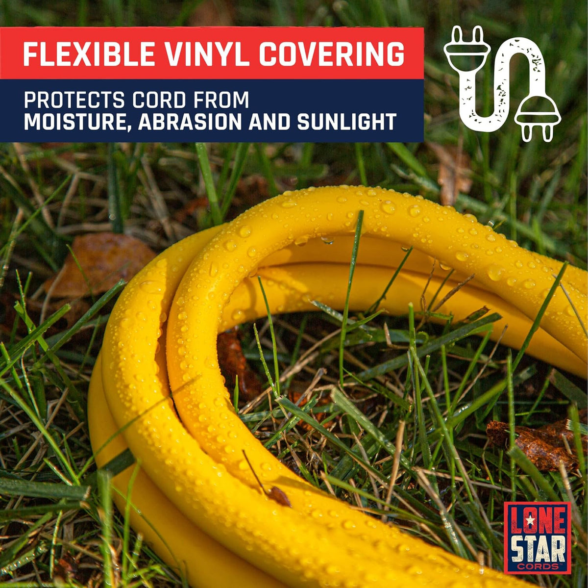 100 Foot 10/3 SJTW Lighted Extension Cord Yellow 3 Prong Grounded Plug 10 Gauge Pack of 2 H568