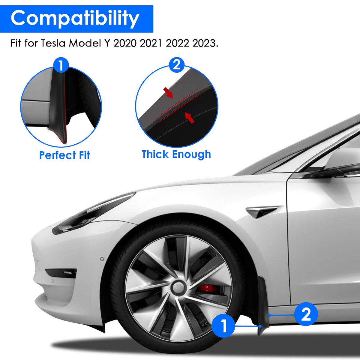4PCS Drill-Free Splash Guards for Tesla Model Y 2020-2023 U351719