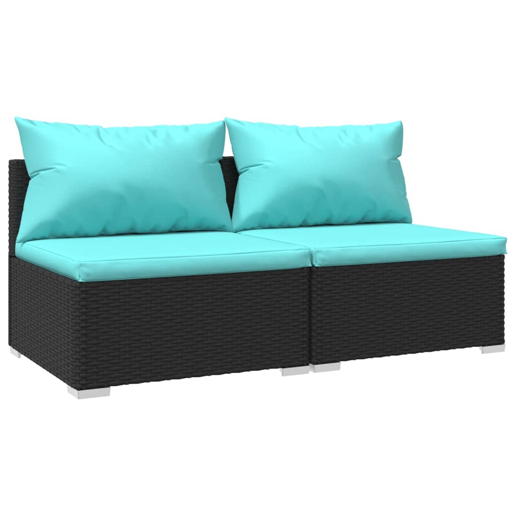 2 Piece Patio Furniture Set with Cushions Poly Rattan Black G2325