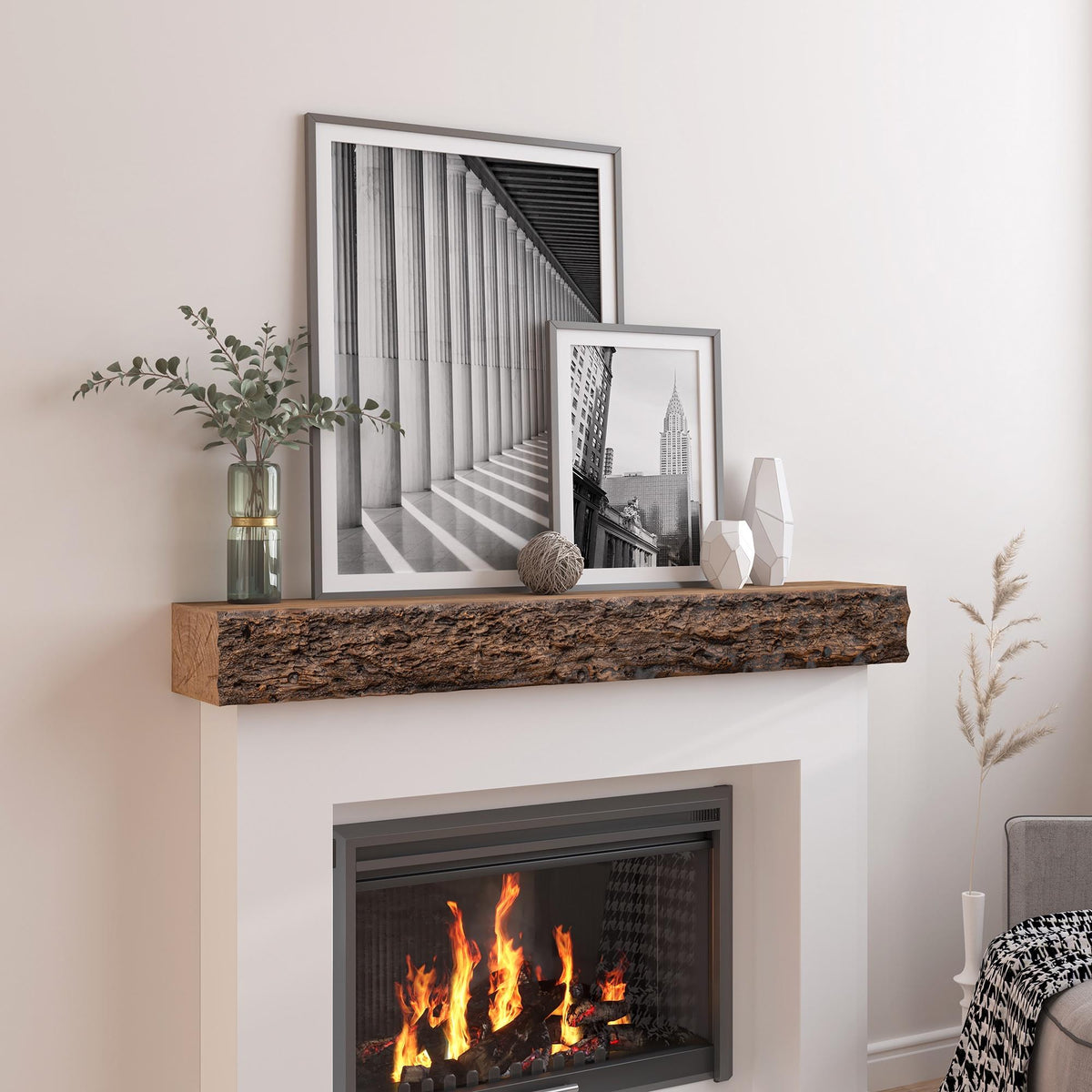 52inch Distressed Brown Floating Concrete Fireplace Mantel Shelf O1147