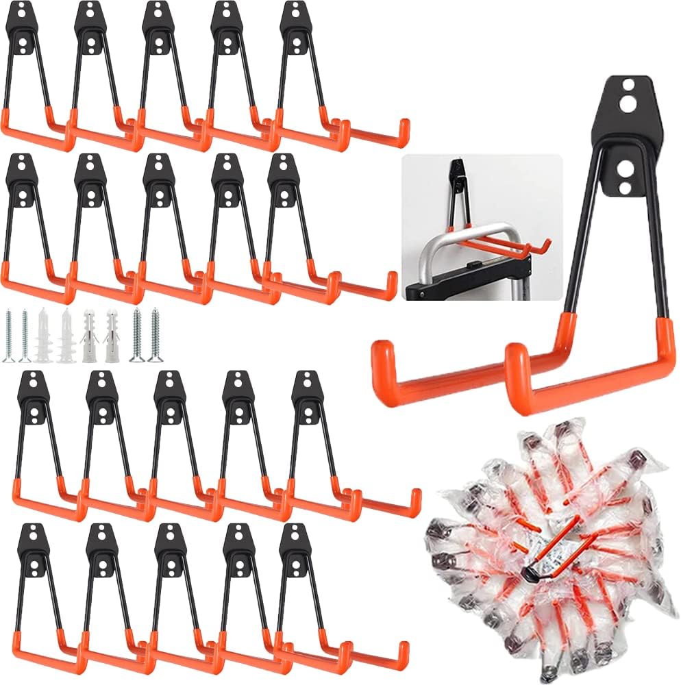 20 Pcs Heavy Duty Wall Mount Utility Hooks with Anti-Slip Coating E185