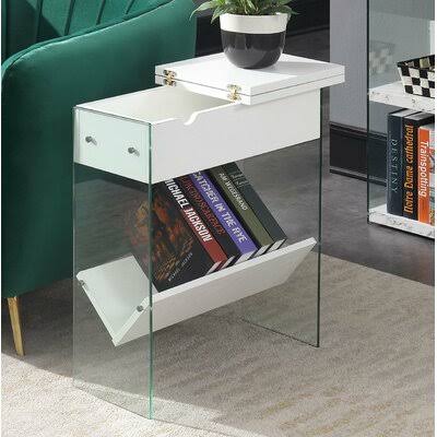 White Sled End Table with Storage K434