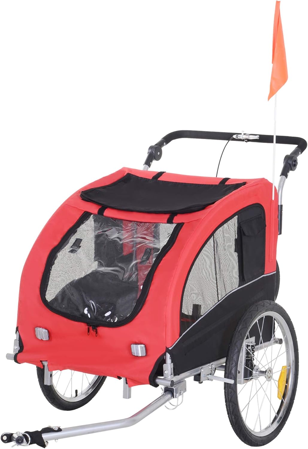 Blue 2-in-1 Dog Bike Trailer Pet Stroller with Canopy U882910