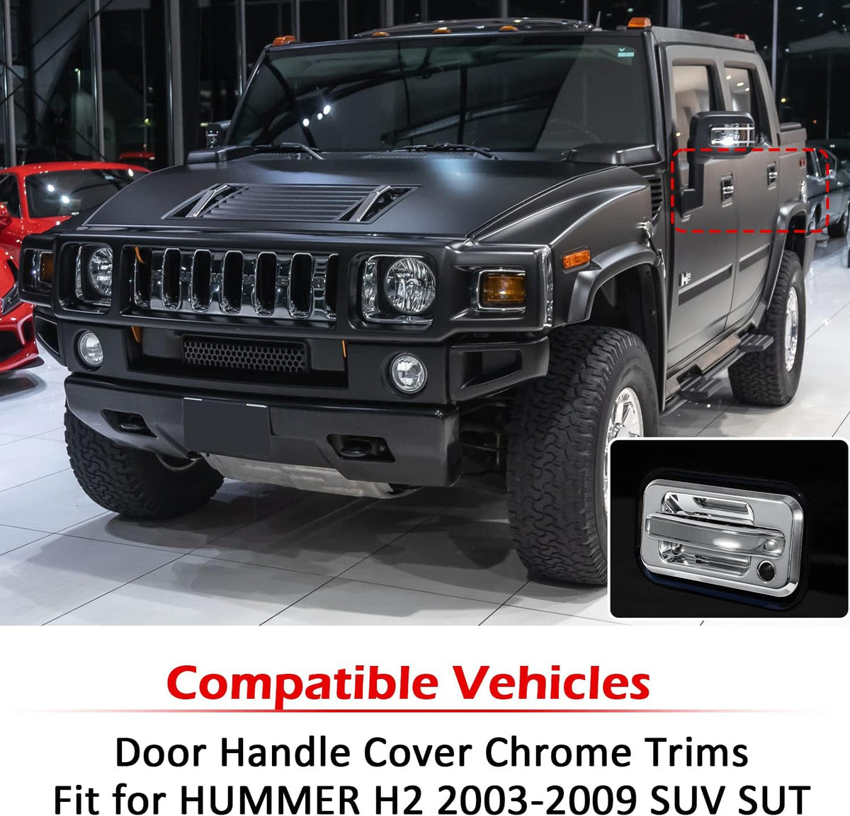 Chrome Door Handle Cover Trims Bezel with Key Hole Pack of 2 T3678