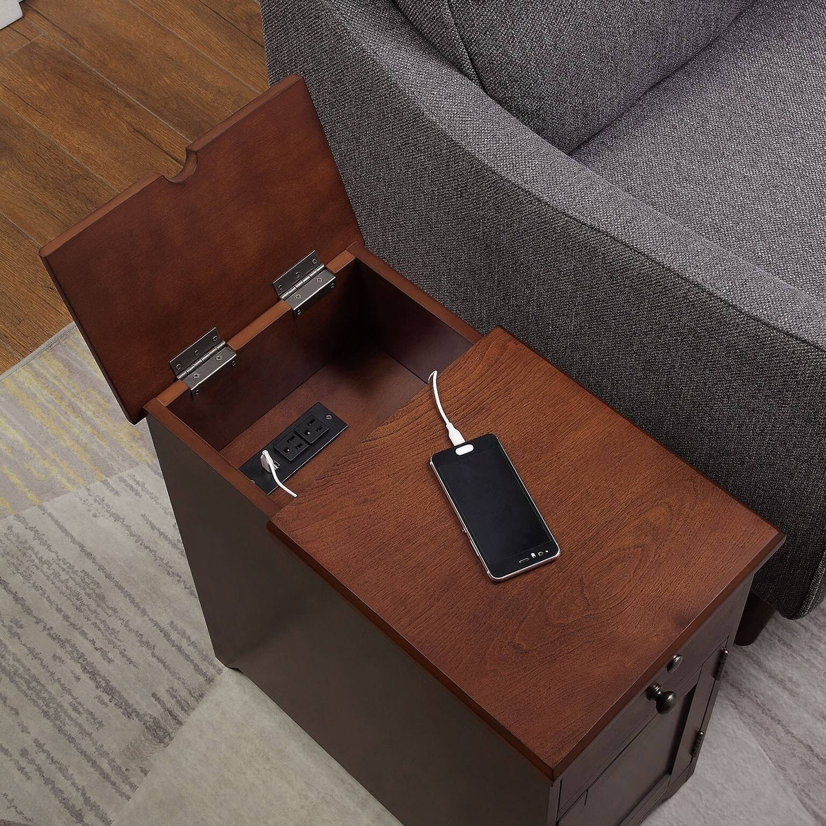 1-drawer 1-door Side Table with USB Charger Y374