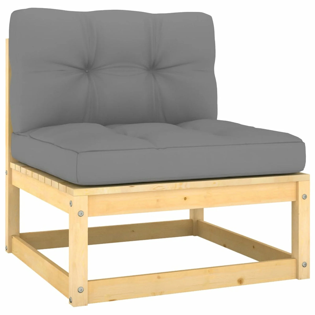3 Piece Patio Lounge Set with Gray Cushions Middle Sofa and 2 Footstool Outdoor Sectional Sofa Set R3632
