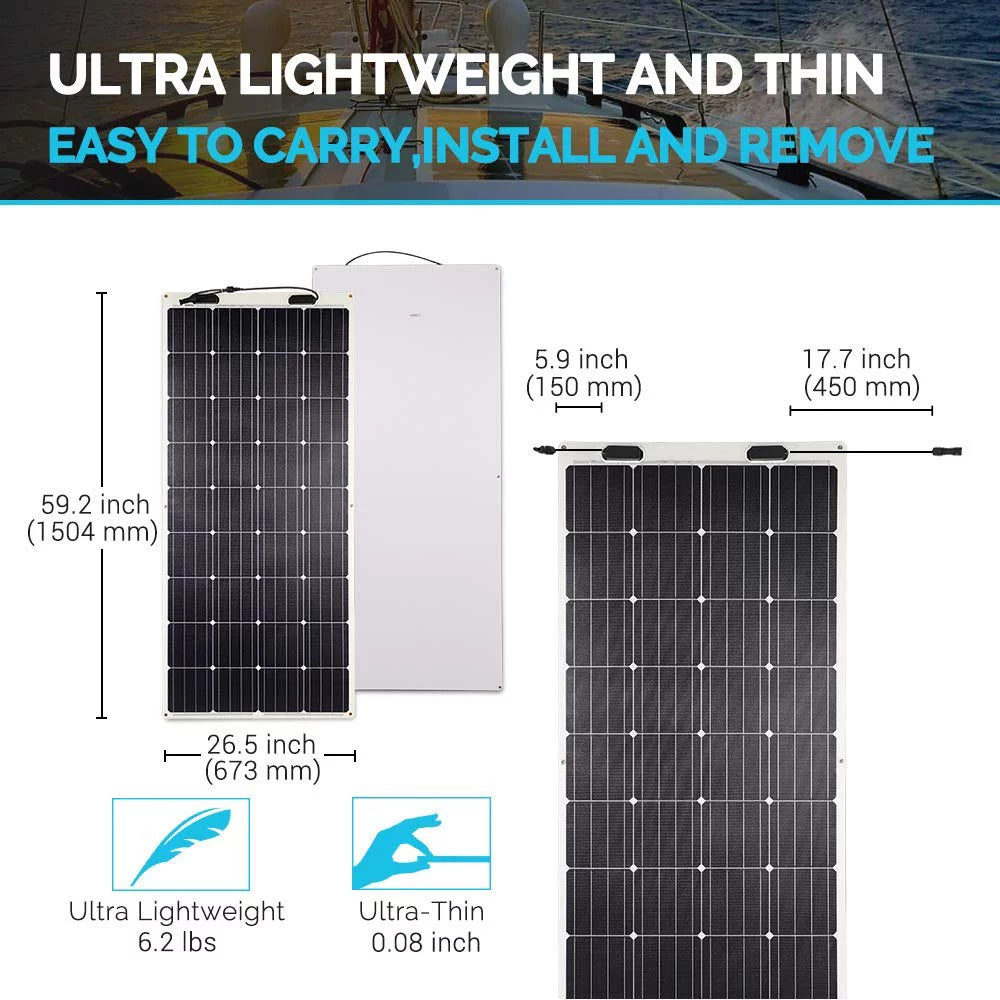 160 Watt 12 Volt Flexible Monocrystalline Solar Panel W740687