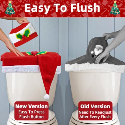Black 4 Pcs Christmas Toilet Seat Cover Set W55798