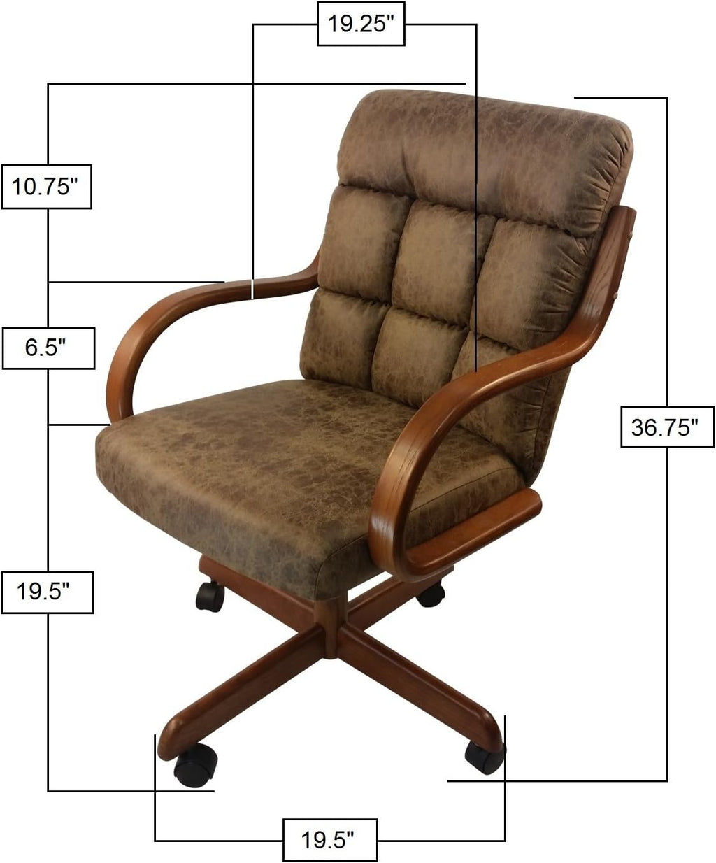 Rawhide Microsuede Swivel Tilt Caster Arm Chair H100366