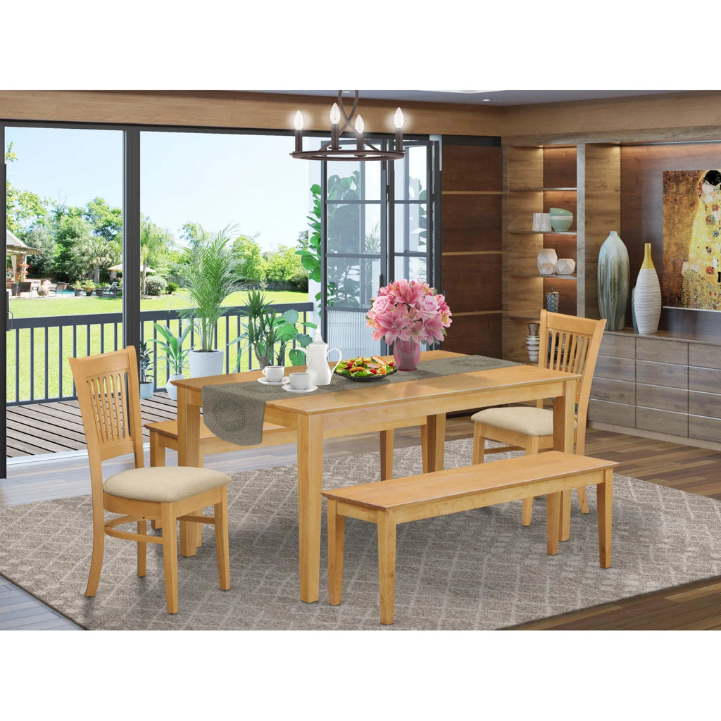 5 Pc Dining Room Set with Table Chairs and Benches J168901