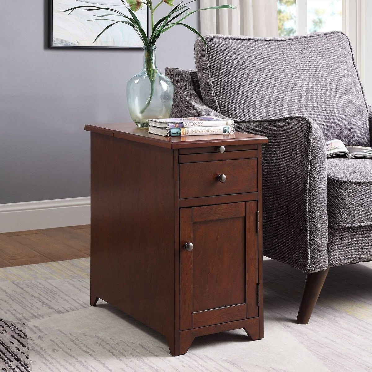 1-drawer 1-door Side Table with USB Charger Y374