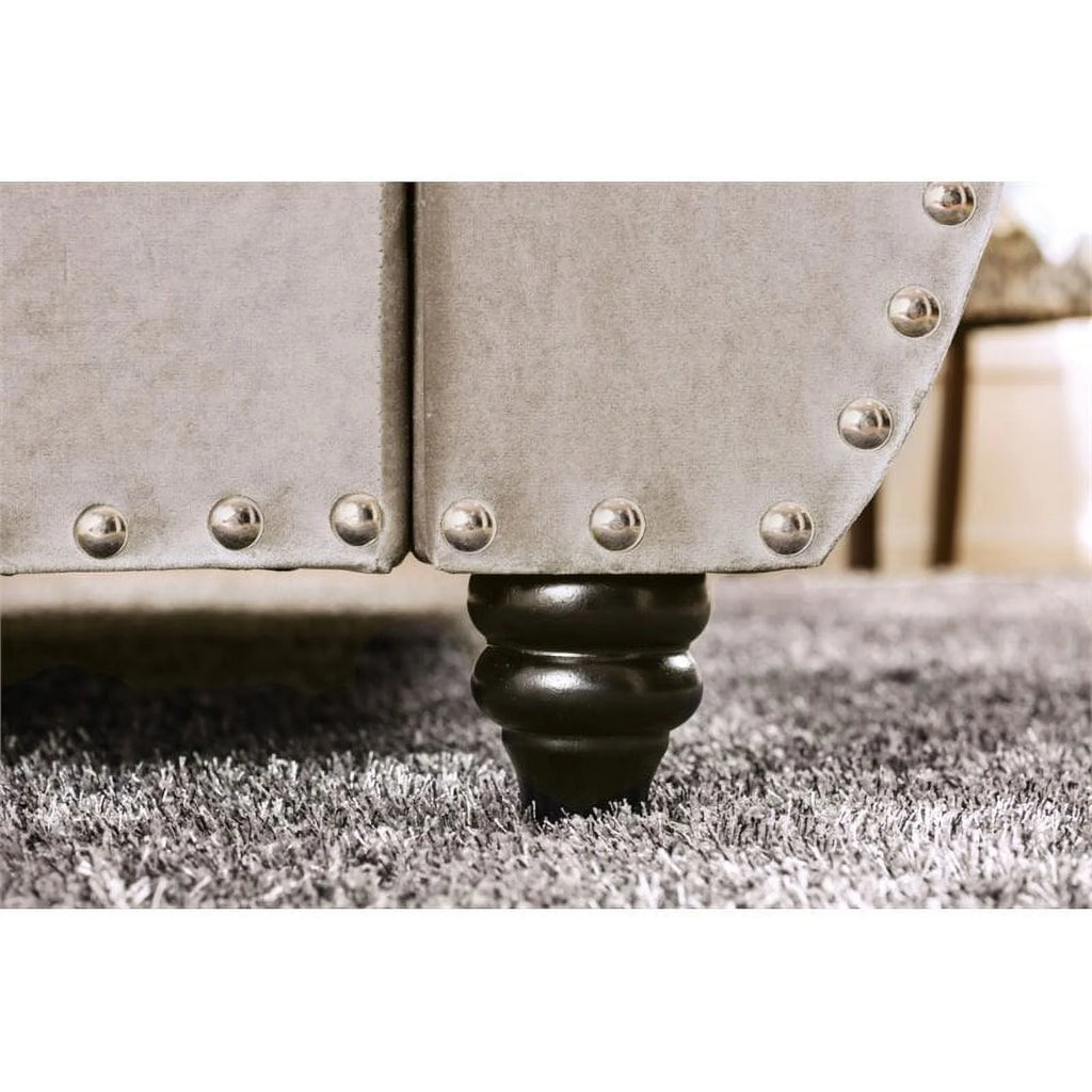 Gray Fabric Queen Sleigh Bed W6957