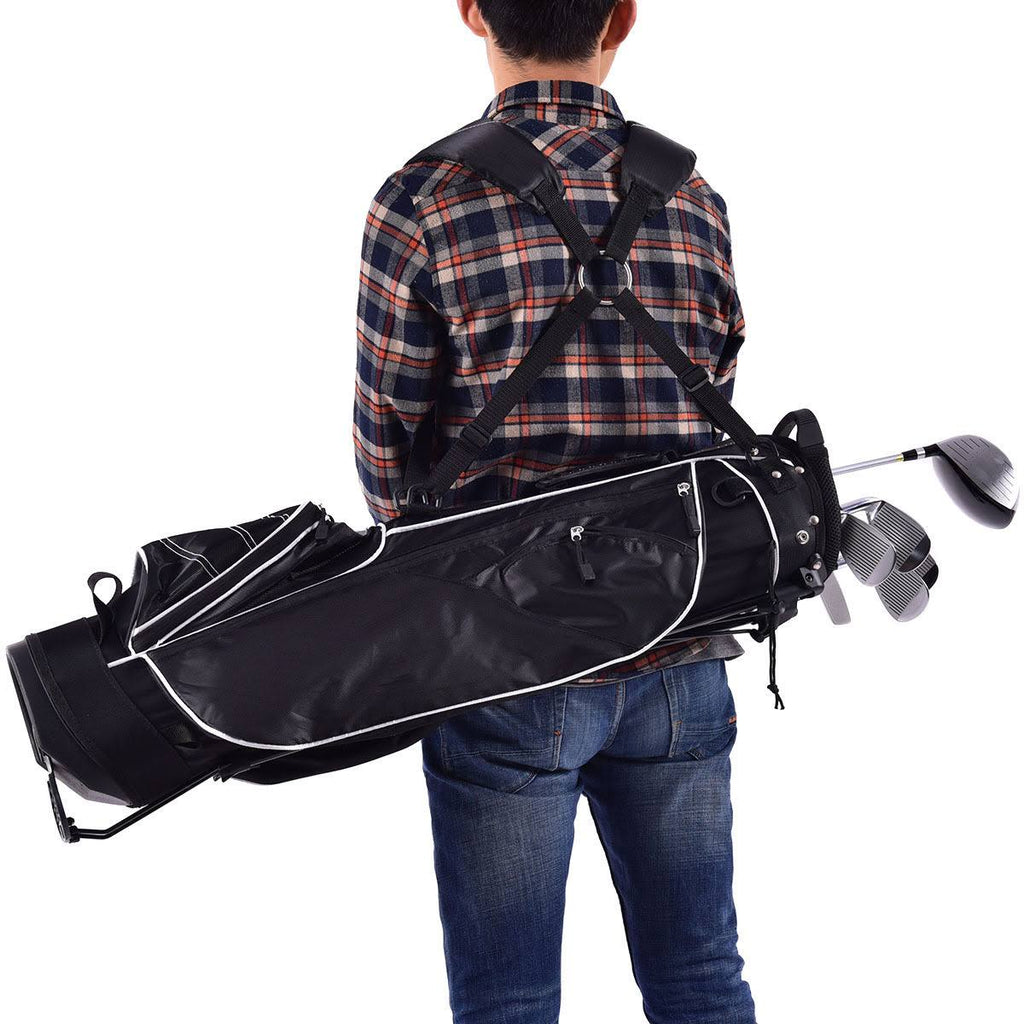 Black Golf Stand Cart Bag with 4 Way Divider T6317