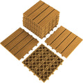 9PCS Aluminum Interlocking Deck Patio Tiles, 12” x 12” Wood Acacia J2064