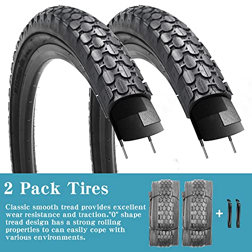 2 Pack 26" x 2.125" Beach Cruiser Bike Tires Black Wall/White Side Wall C31677