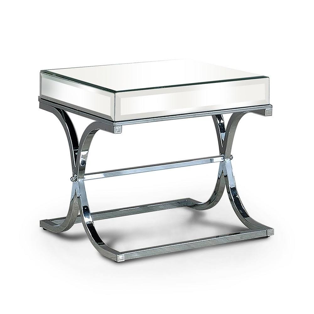 Chrome Metal Square End Table J582