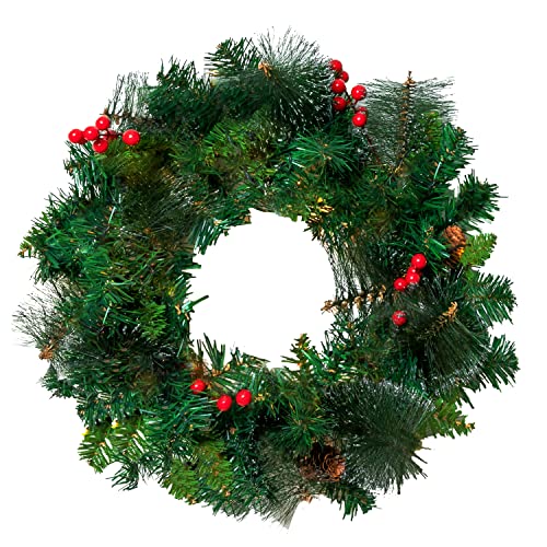20” Artificial Christmas Wreath Prelit with 50 LED Lights Z404