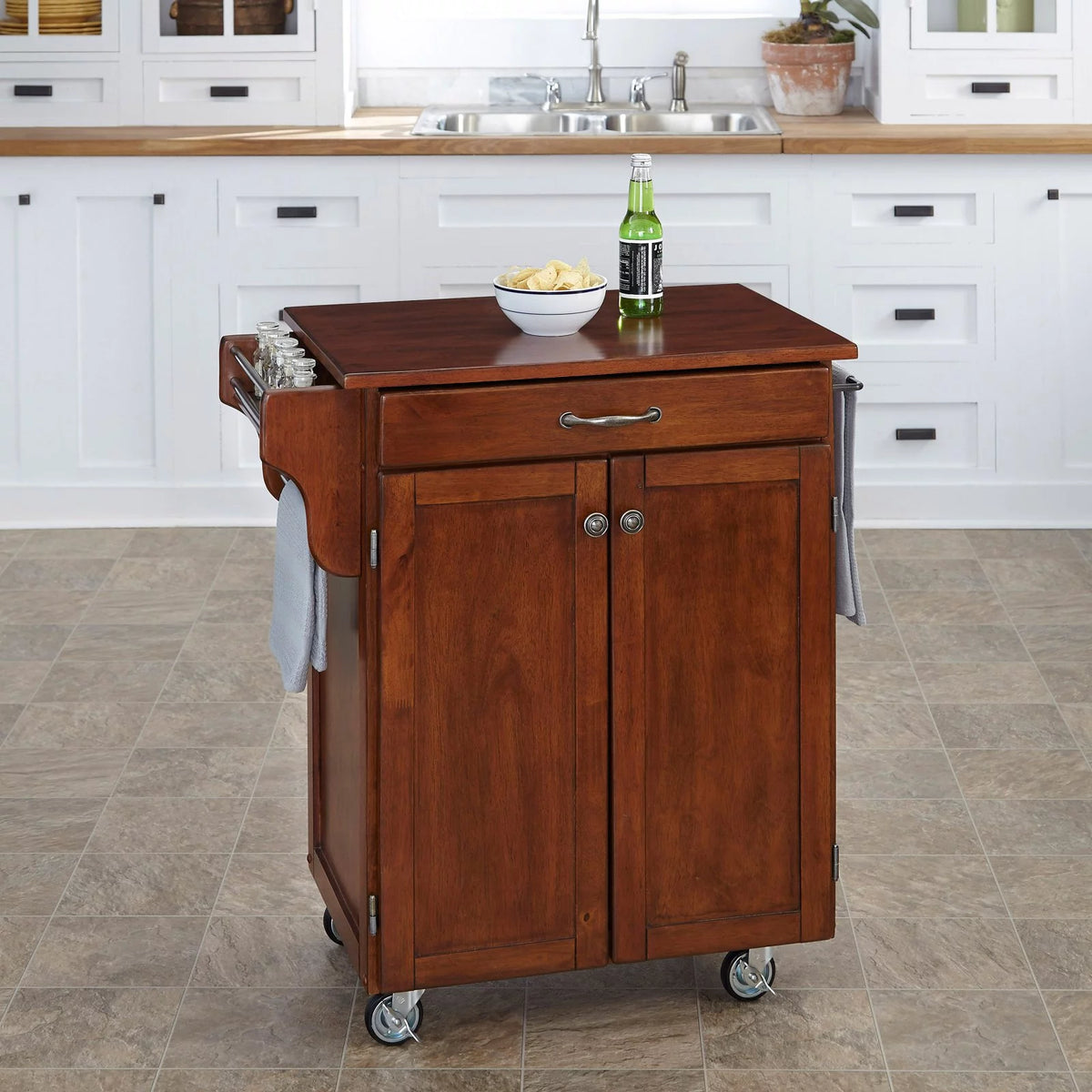 Off White Wood Kitchen Cart W921400