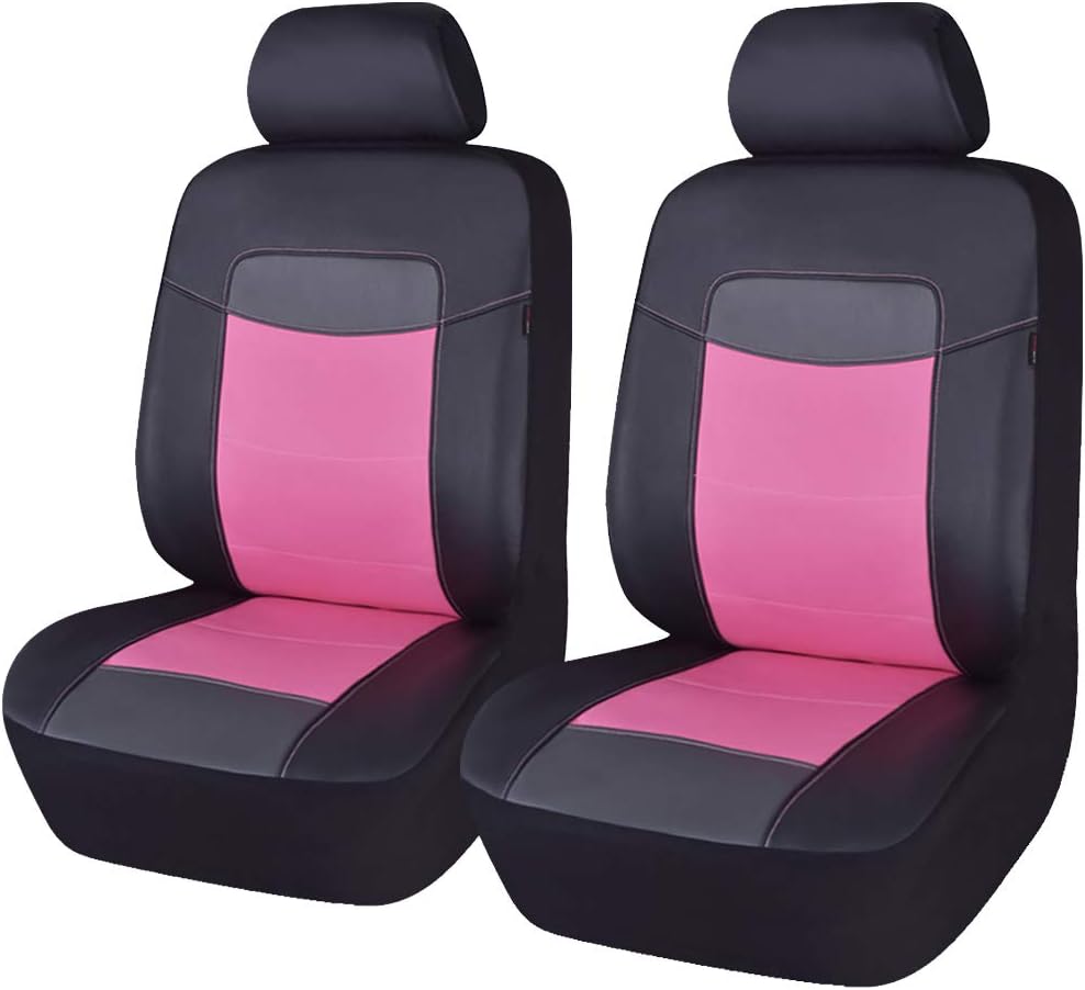 Black Leather Car Seat Covers Full Set Pack of 2 B446621