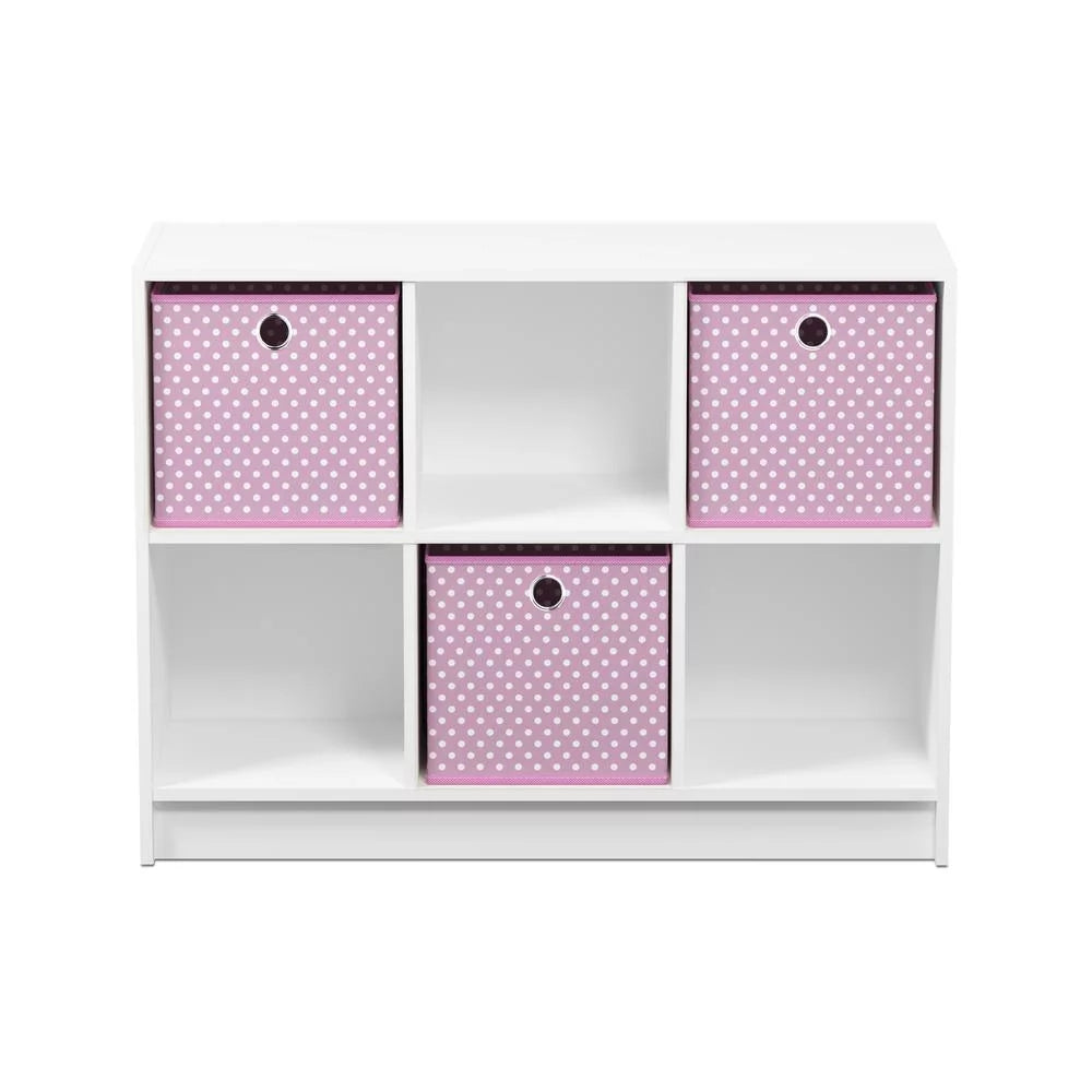 6 Cube Storage Organizer Bookcase with Bins V707