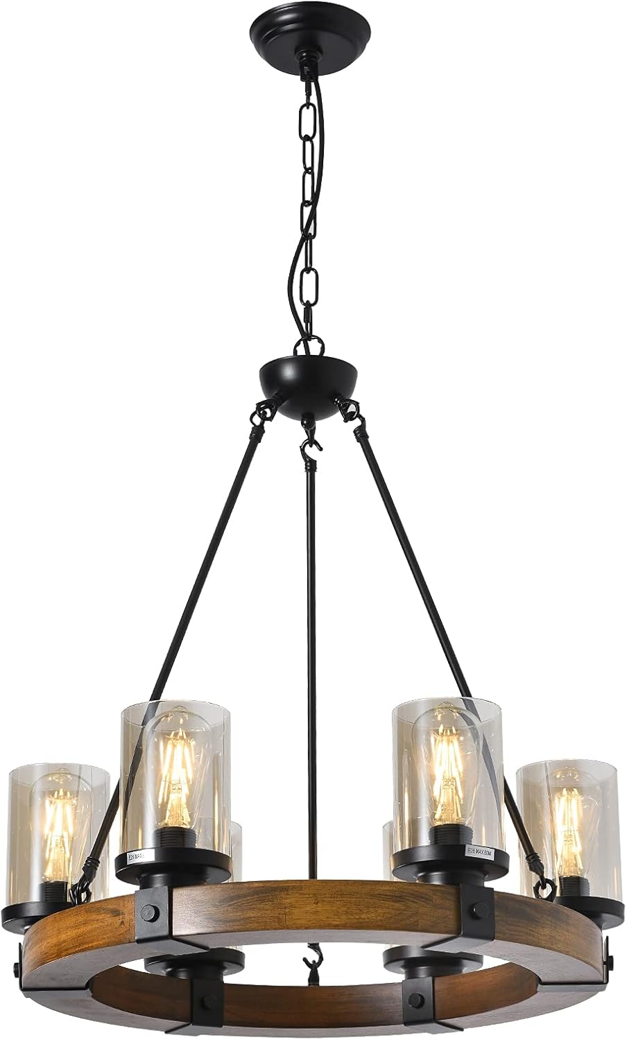 8-Lights Wooden Pendant Lighting with Glass Shading Y14264