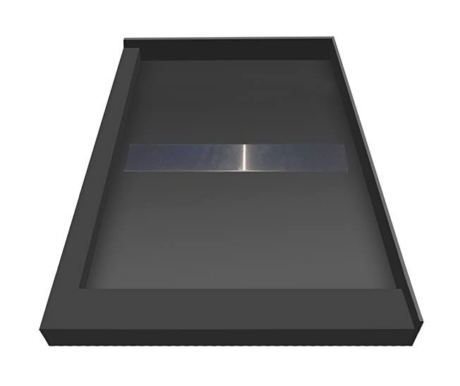 Double Curb Shower Pan with Center Trench Drain R9812