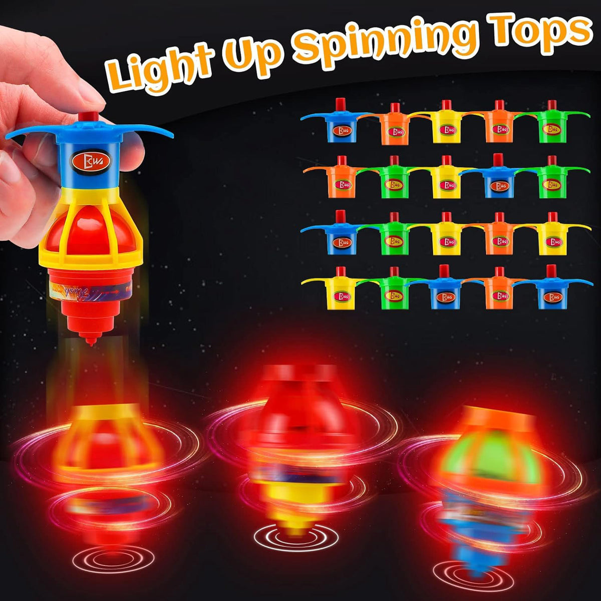 20 Pack UFO Spinning Tops with LED Light Up Flashing Toys J149600