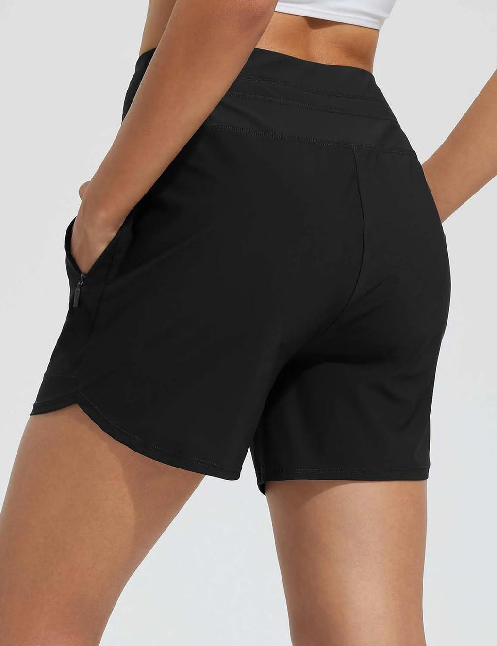 High-Waisted Quick-Dry Swim Shorts W12120