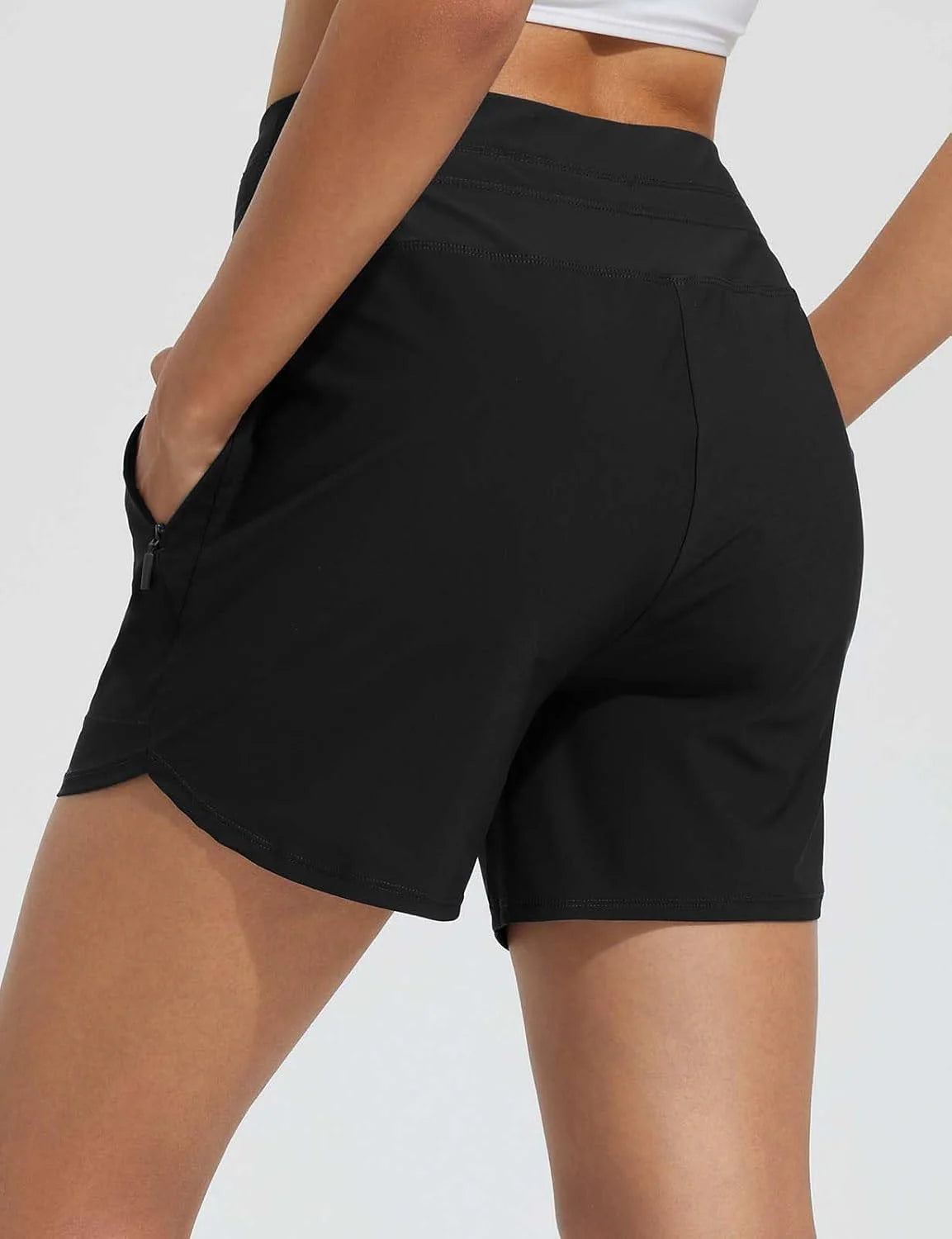 High-Waisted Quick-Dry Swim Shorts W12120
