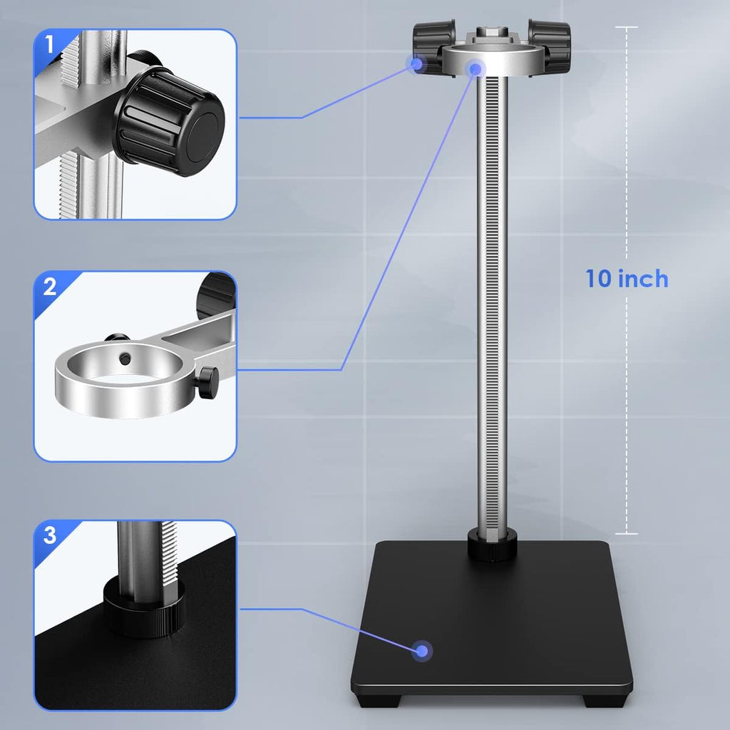 Microscope Base Stand Universal Holder Desktop Support Bracket for Max 1.4 Diameter USB LCD Digital Microscope Magnifier Camera, Aluminum Alloy Z96048