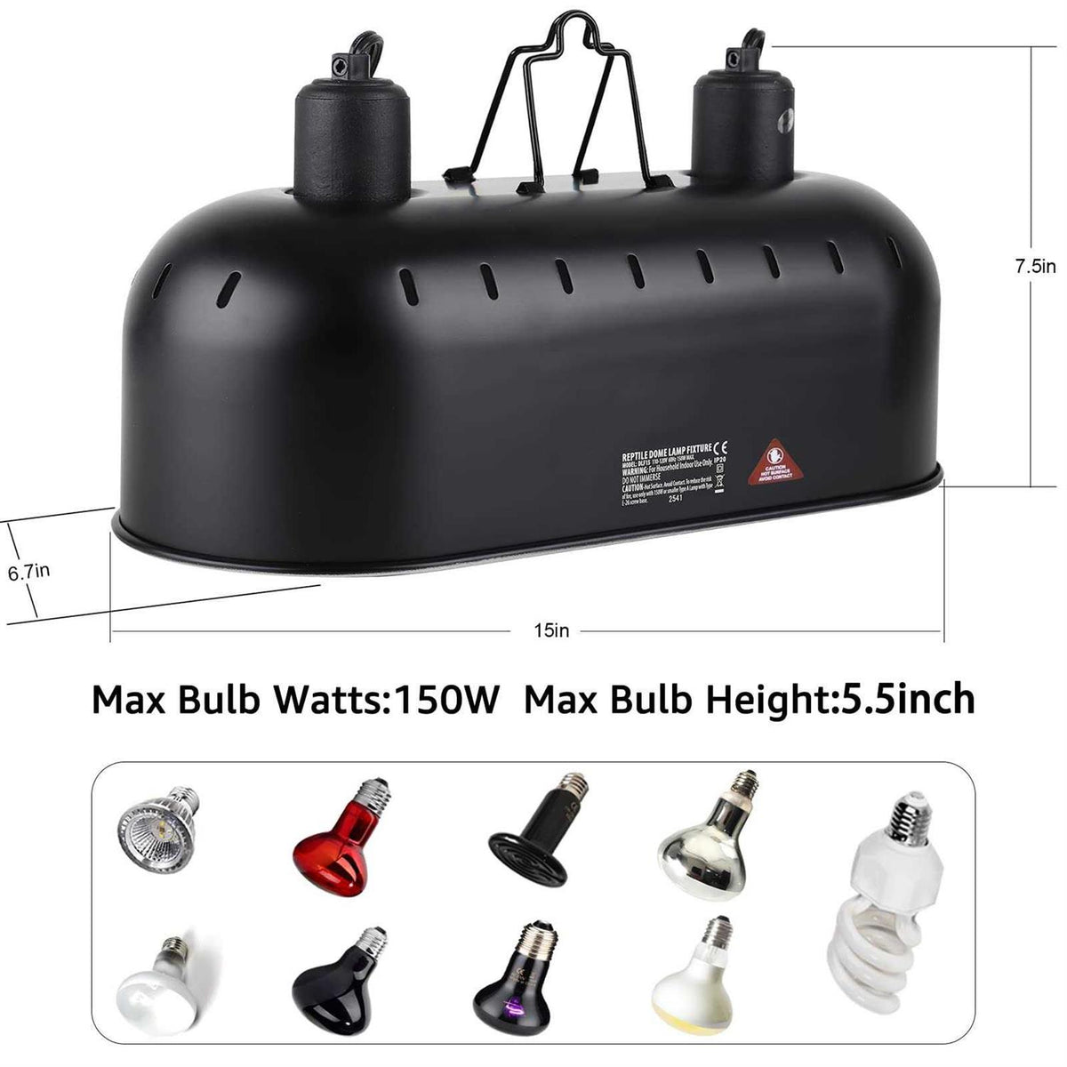 15inch Dual Reptile Light Fixture Max 150W W541340