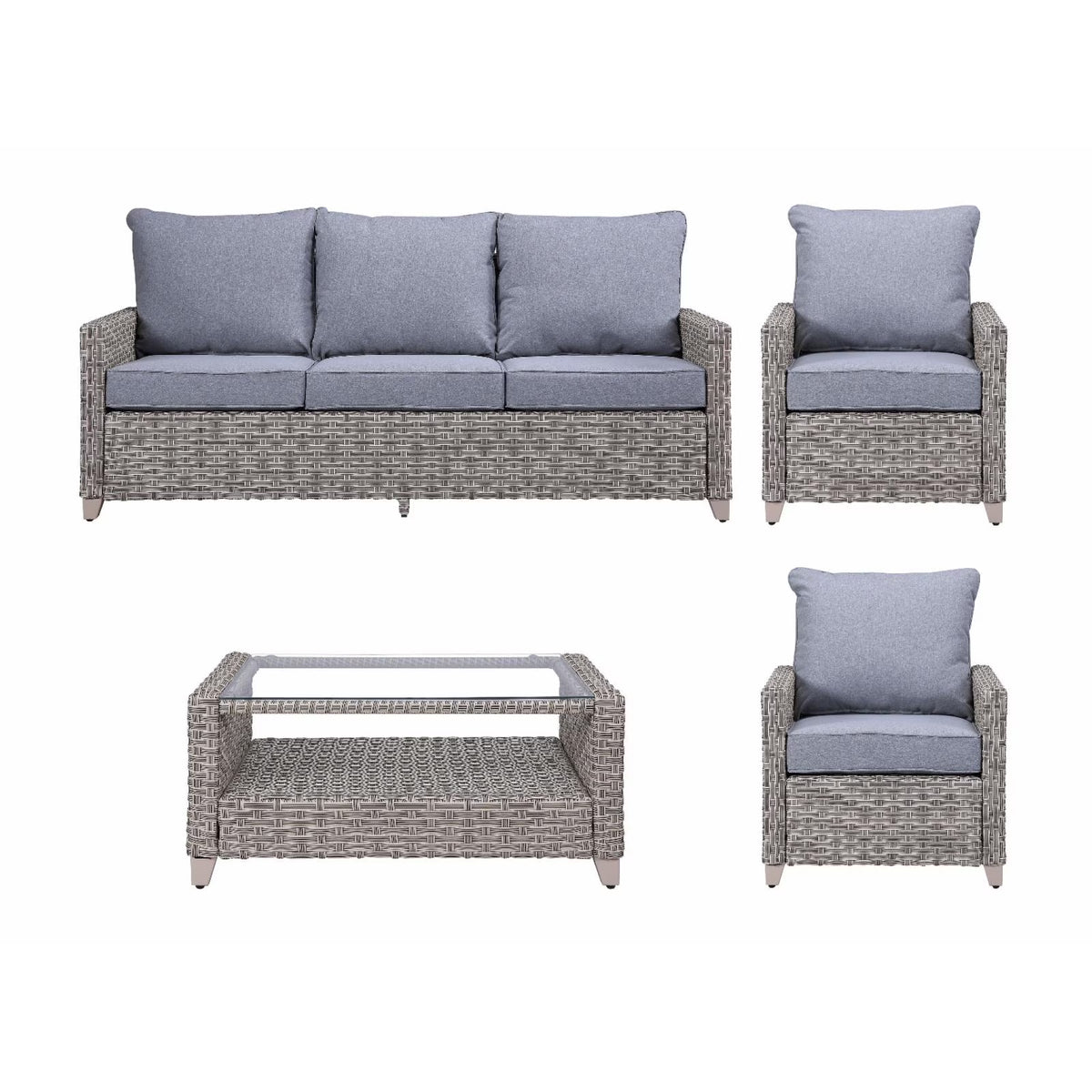 Gray Fabric Patio Sofa Set J372
