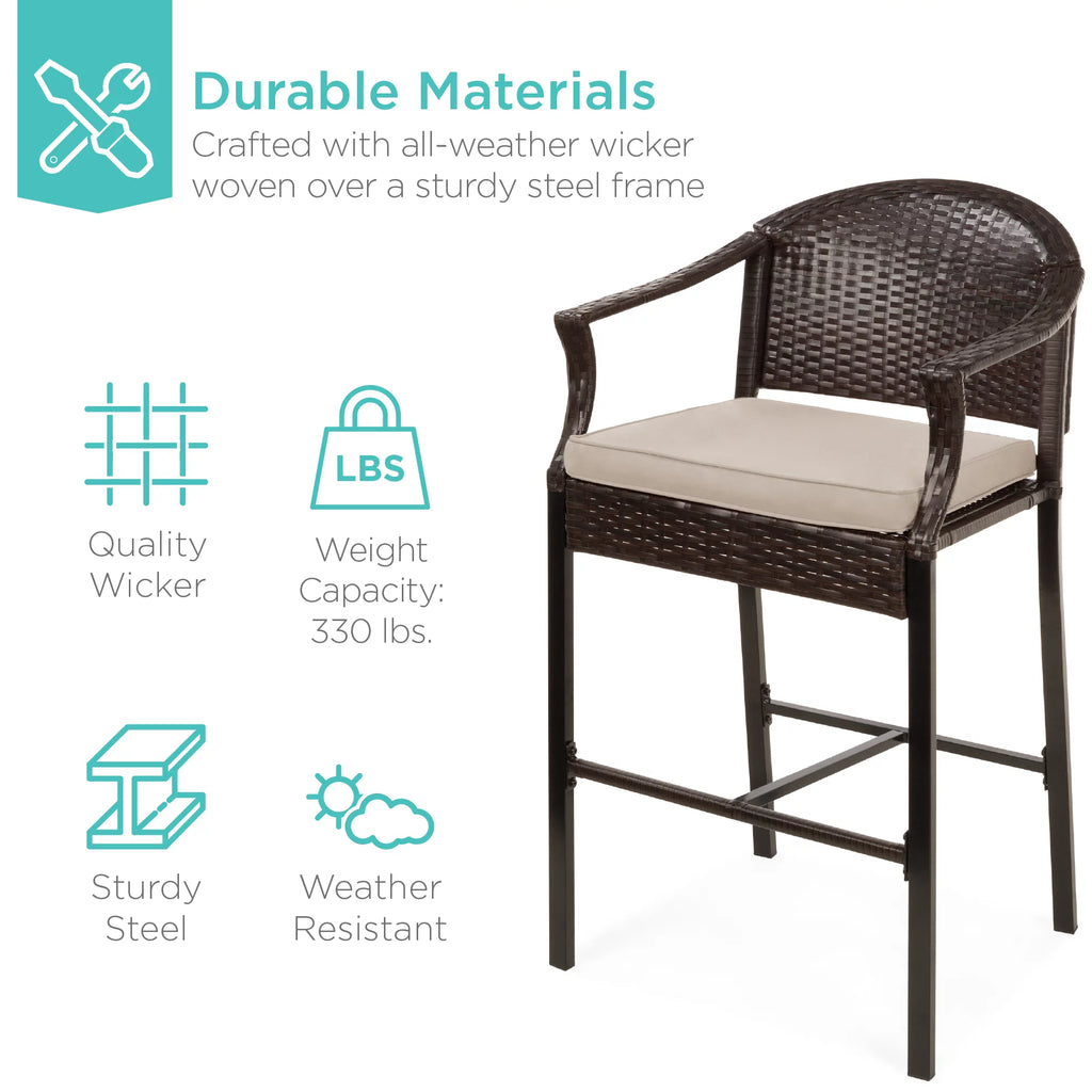 3-Piece Outdoor Wicker Patio Bar Table Bistro Set with Barstools F42727